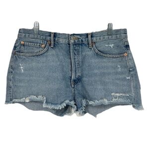AGOLDE Parker Light Wash Denim Distressed High Waist Classic Cutoff Shorts 30